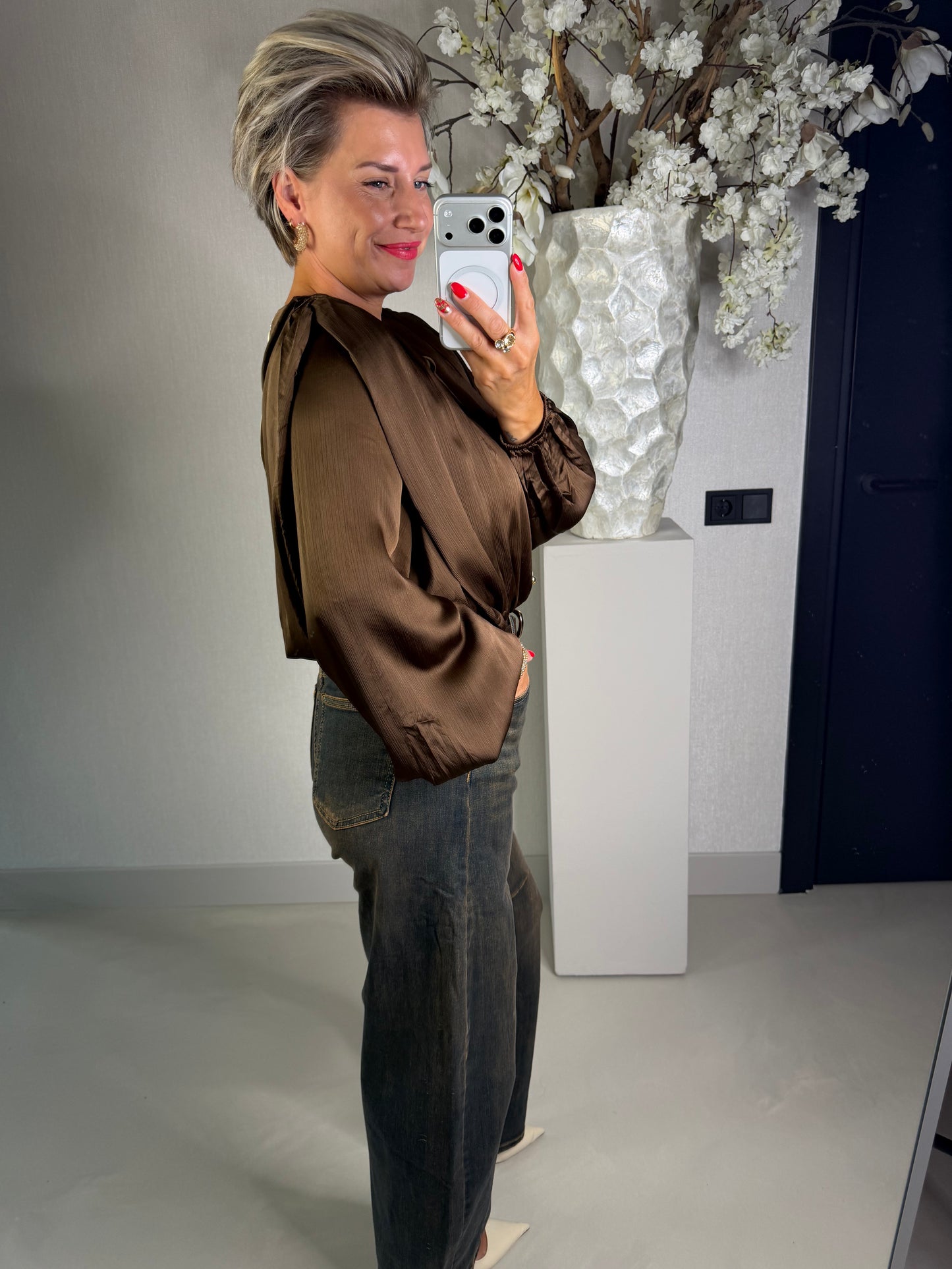 Top satijn bruin