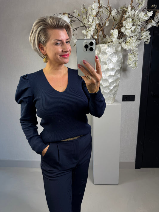 Top V-hals blauw