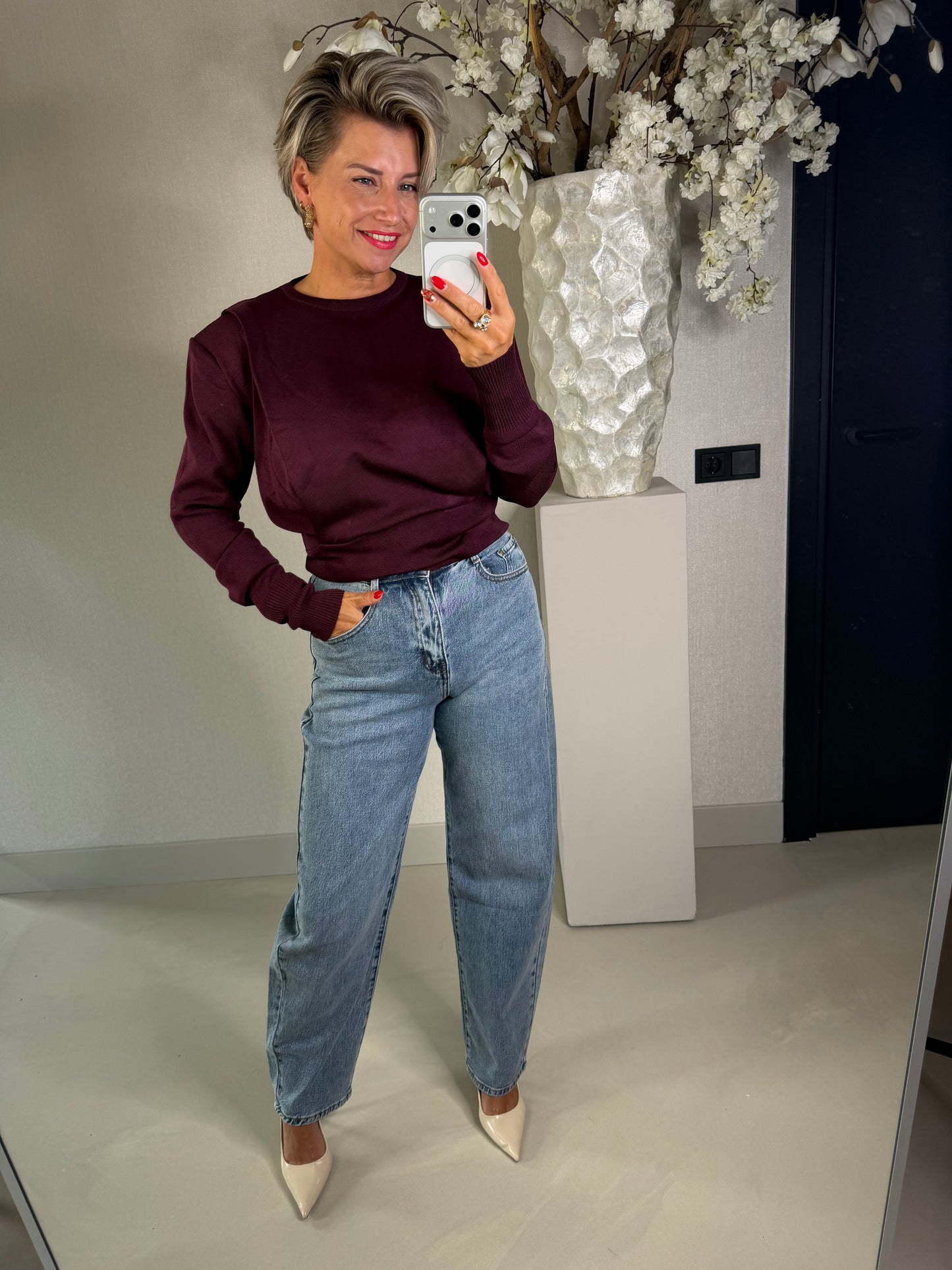 Top bordeaux Fleur