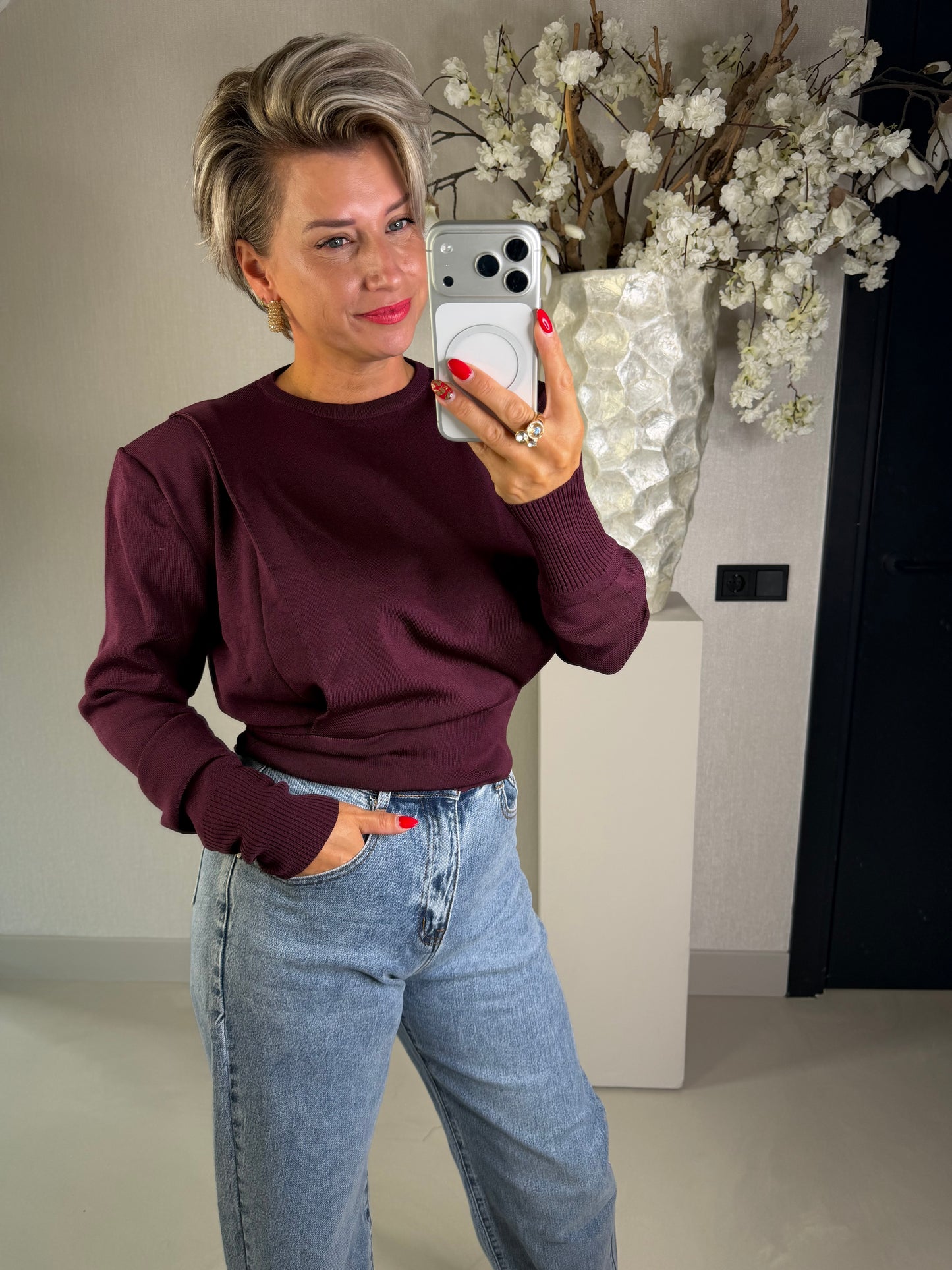 Top bordeaux Fleur