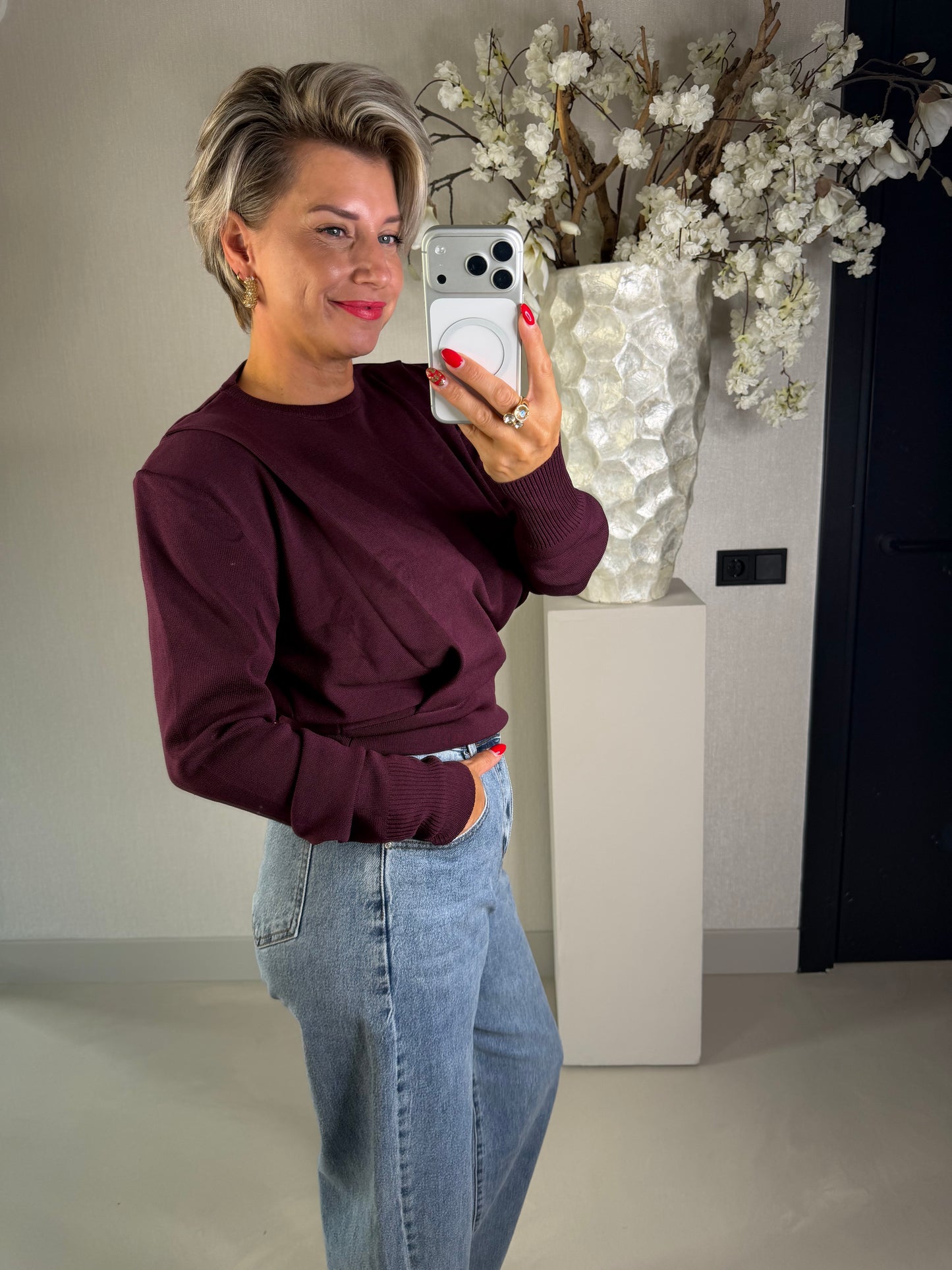 Top bordeaux Fleur