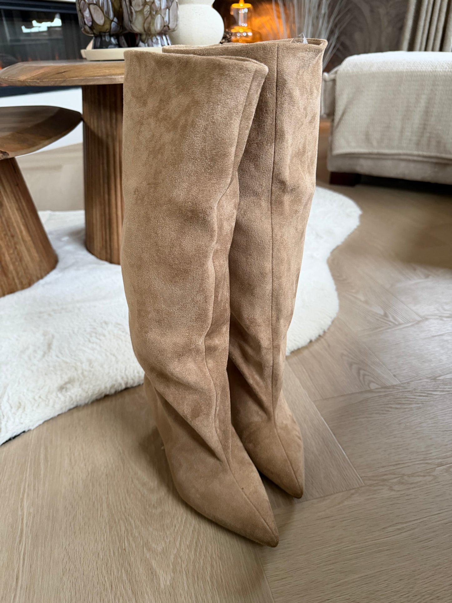 Laarzen suède look beige