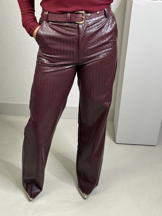 Leather bordeaux ruit