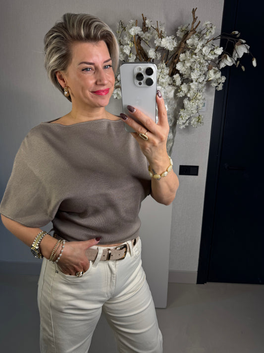 Top vlindermouw taupe