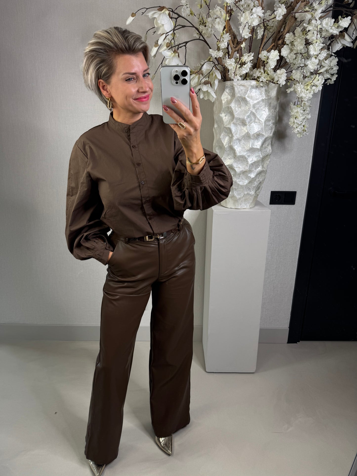 Blouse choco ballonmouwen