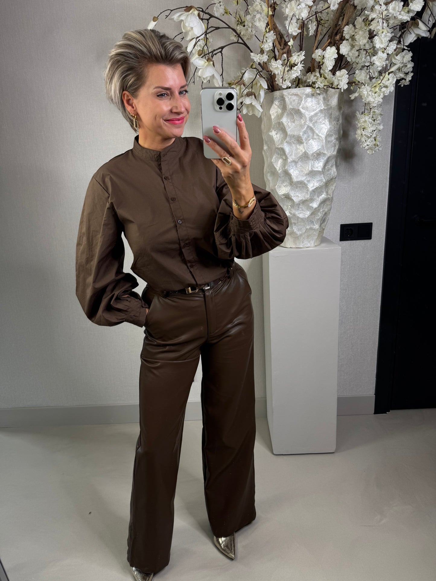 Blouse choco ballonmouwen