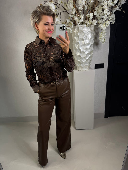 Blouse velvet kant