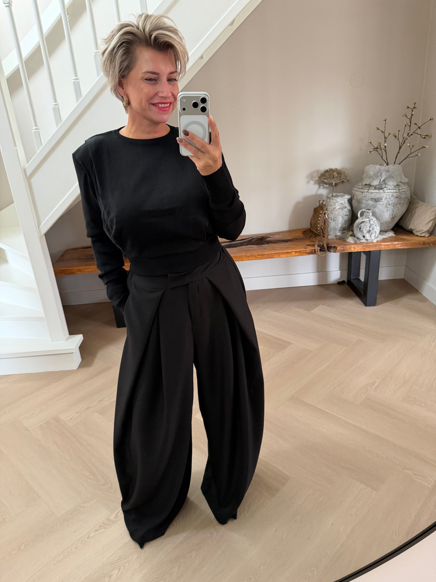 Wide leg pantalon zwart