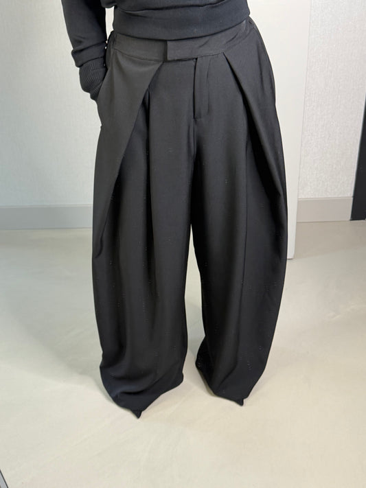 Wide leg pantalon zwart
