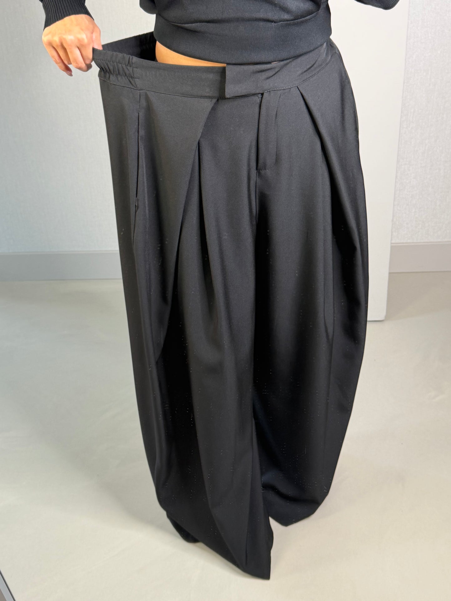 Wide leg pantalon zwart