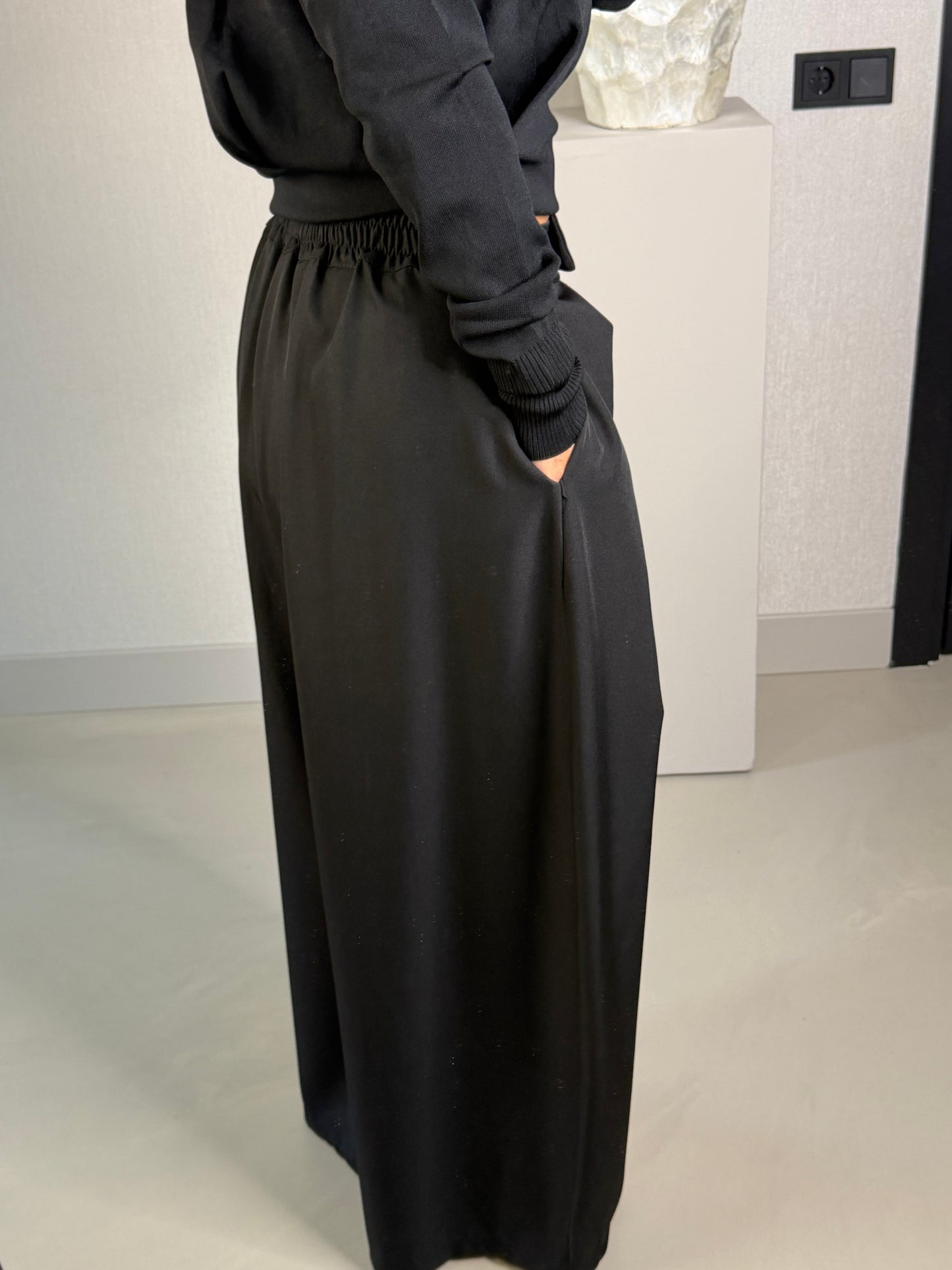 Wide leg pantalon zwart