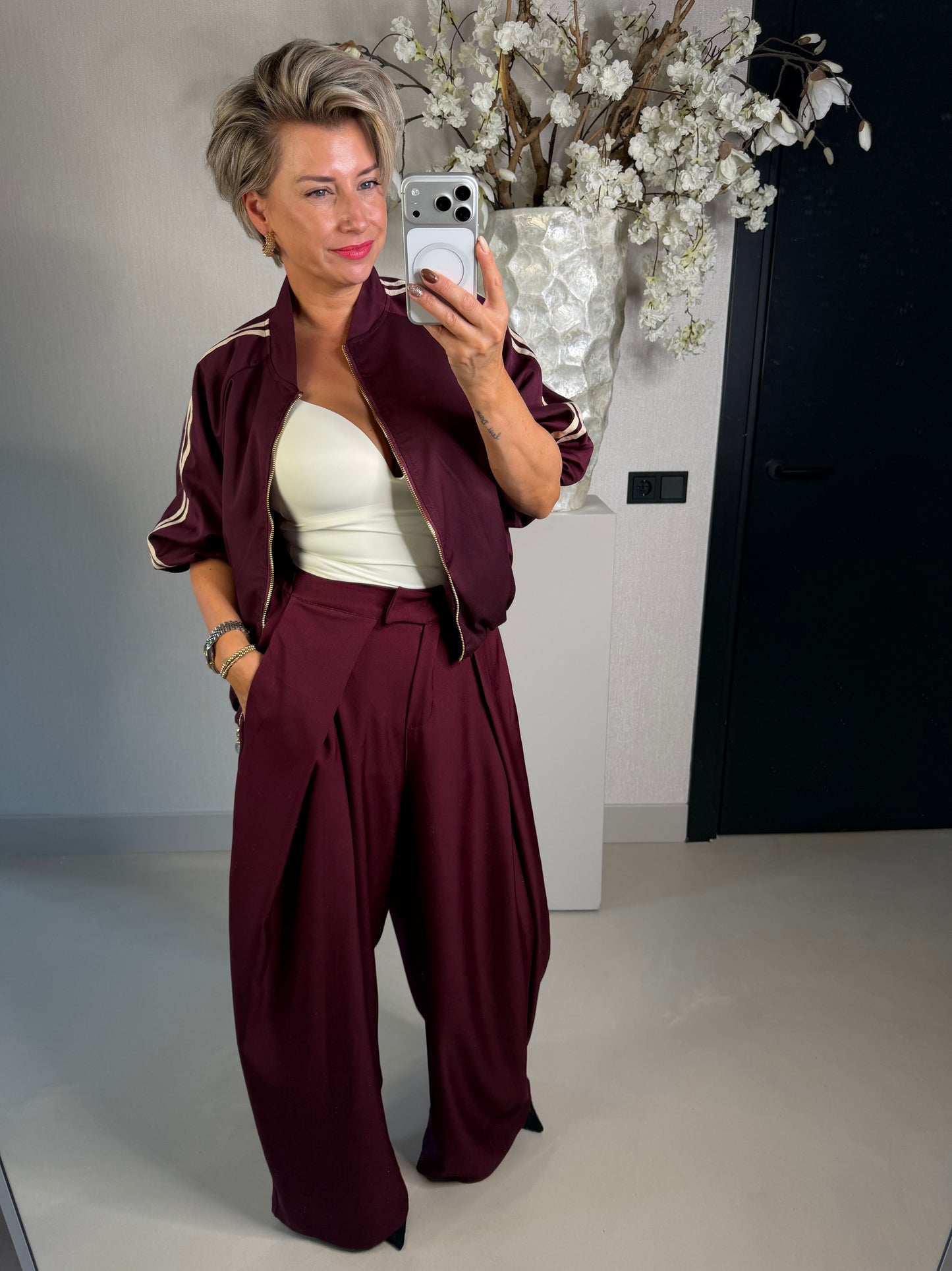Wide leg pantalon bordeaux