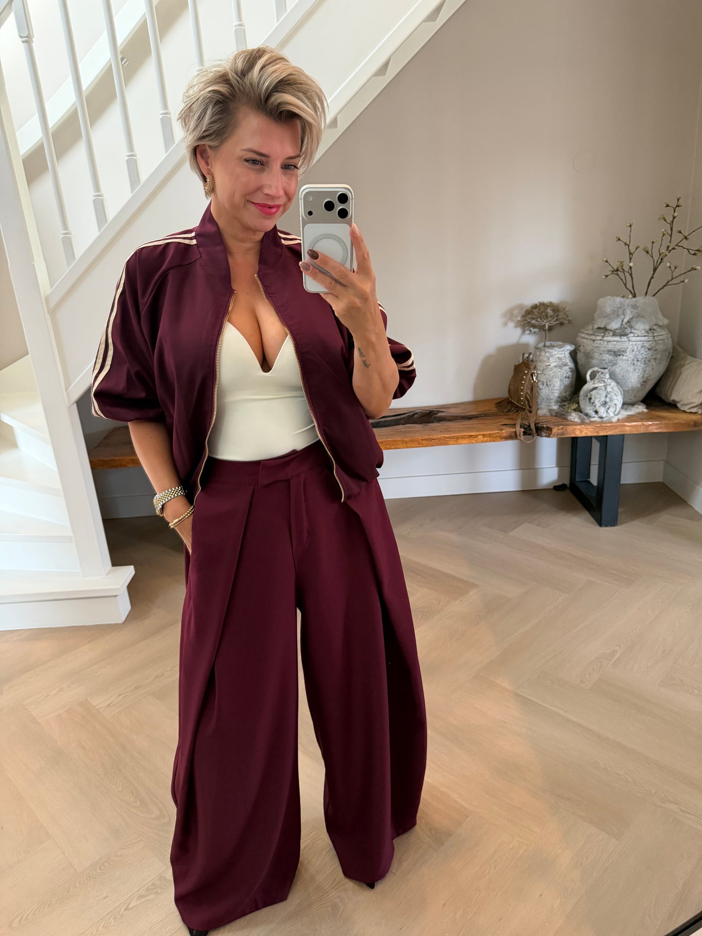 Bomber jasje sporty chique bordeaux