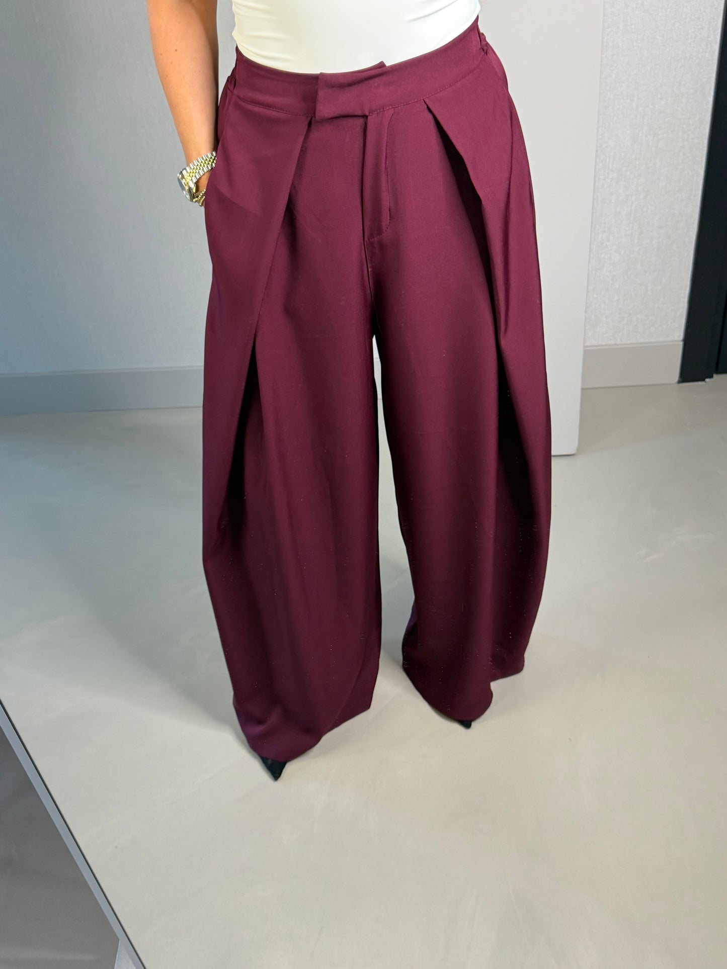 Wide leg pantalon bordeaux