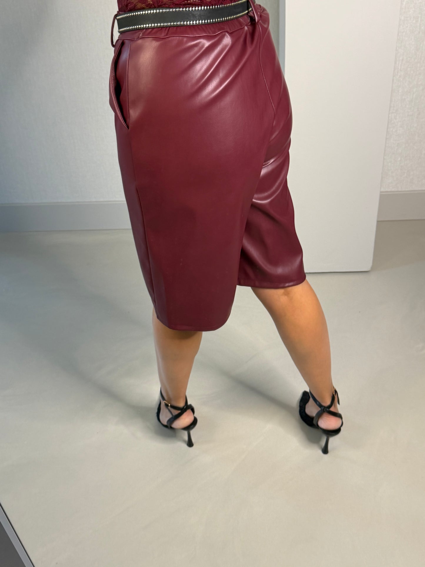 Broek Culotte bordeaux leather look