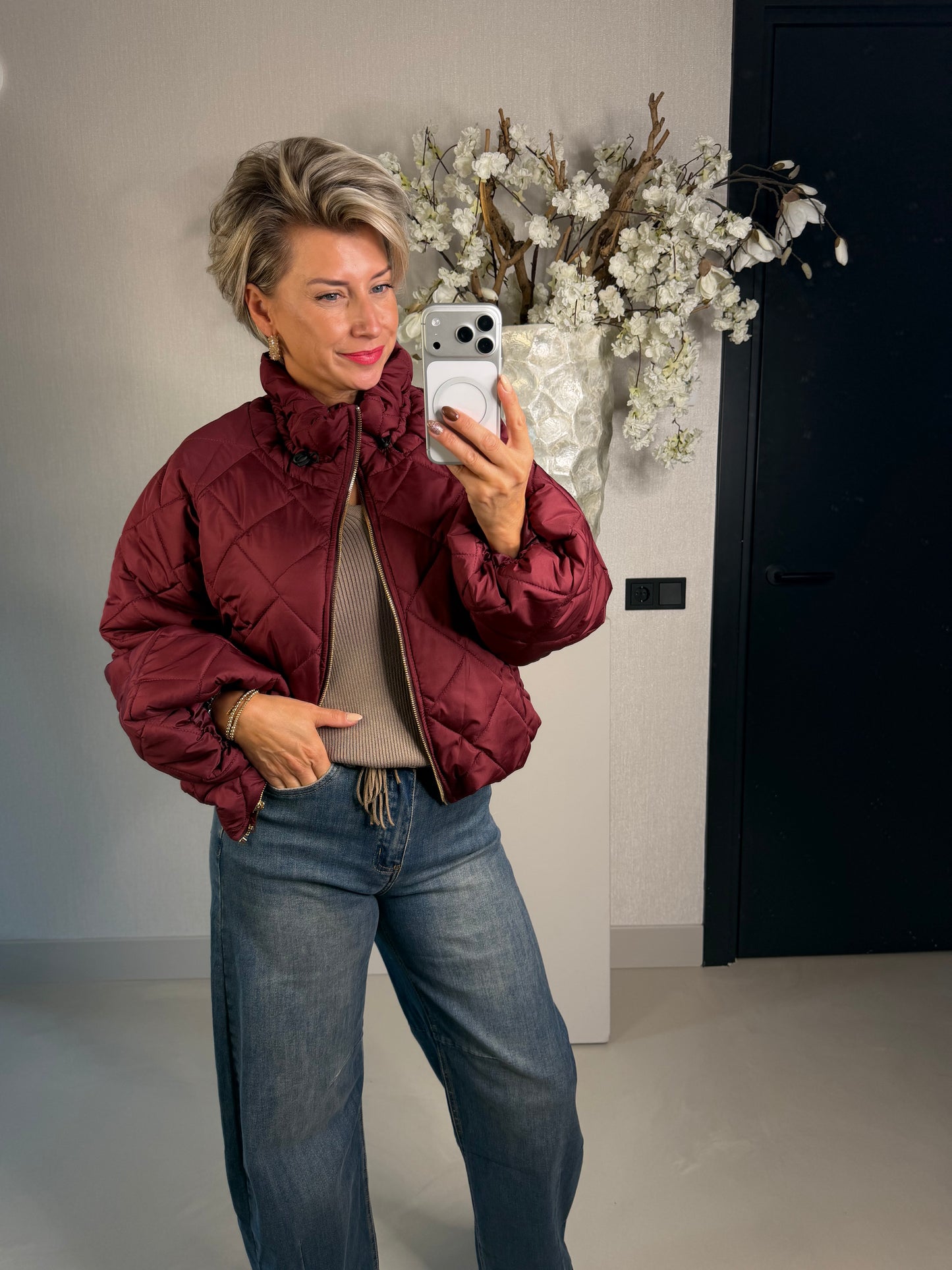 Puffer jas bordeaux
