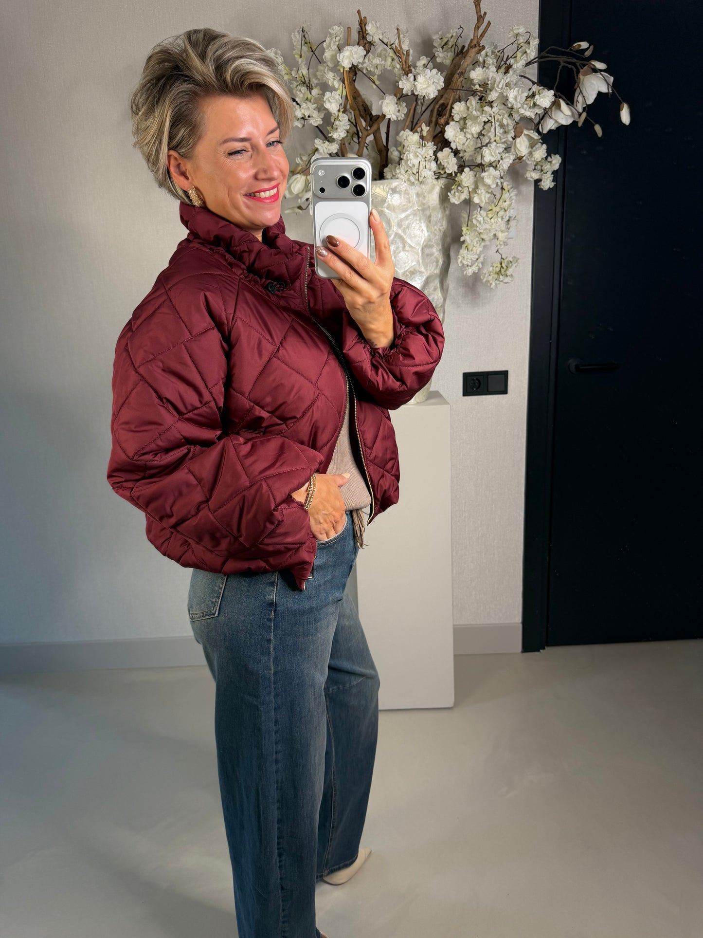 Puffer jas bordeaux