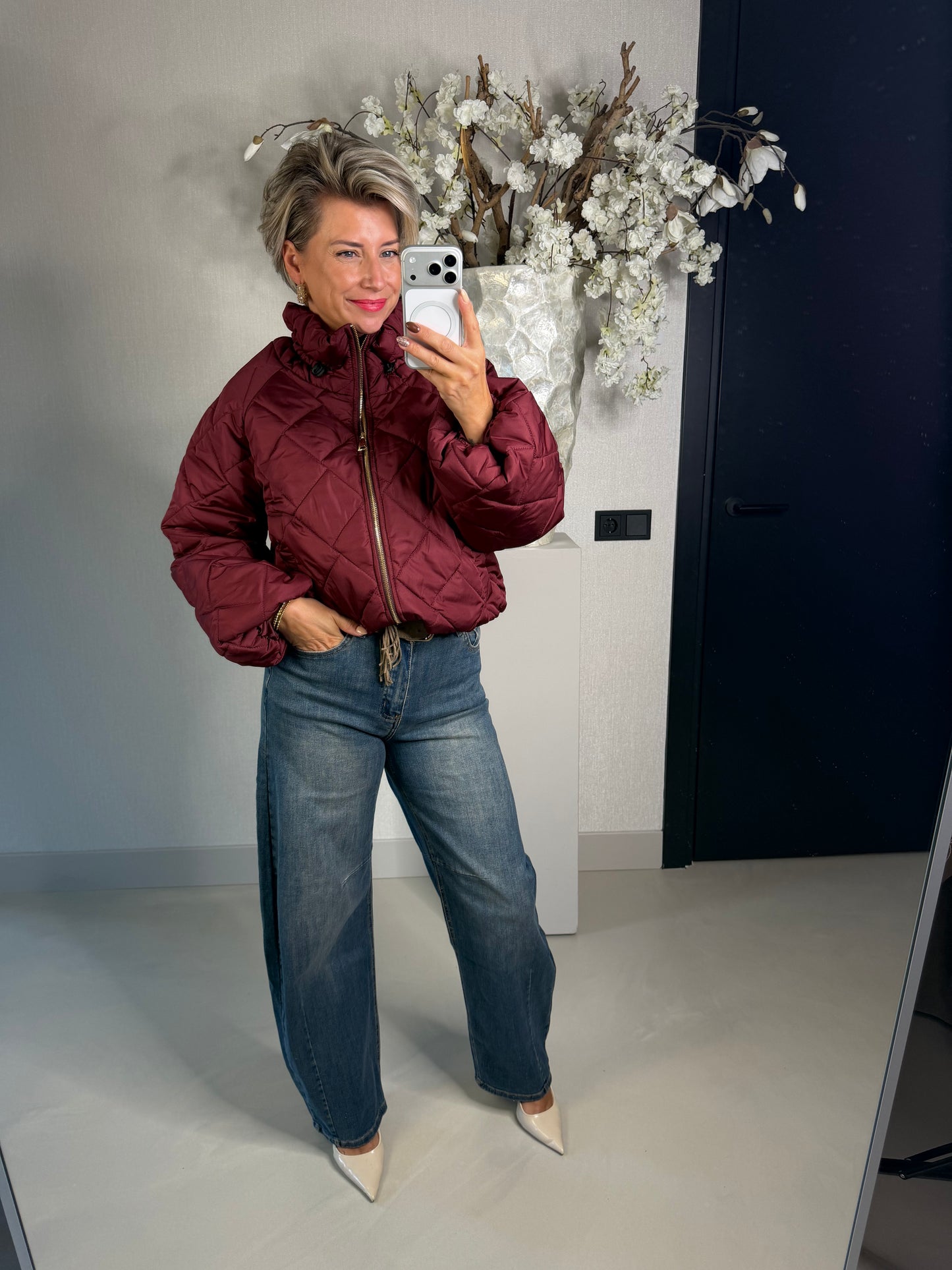 Puffer jas bordeaux