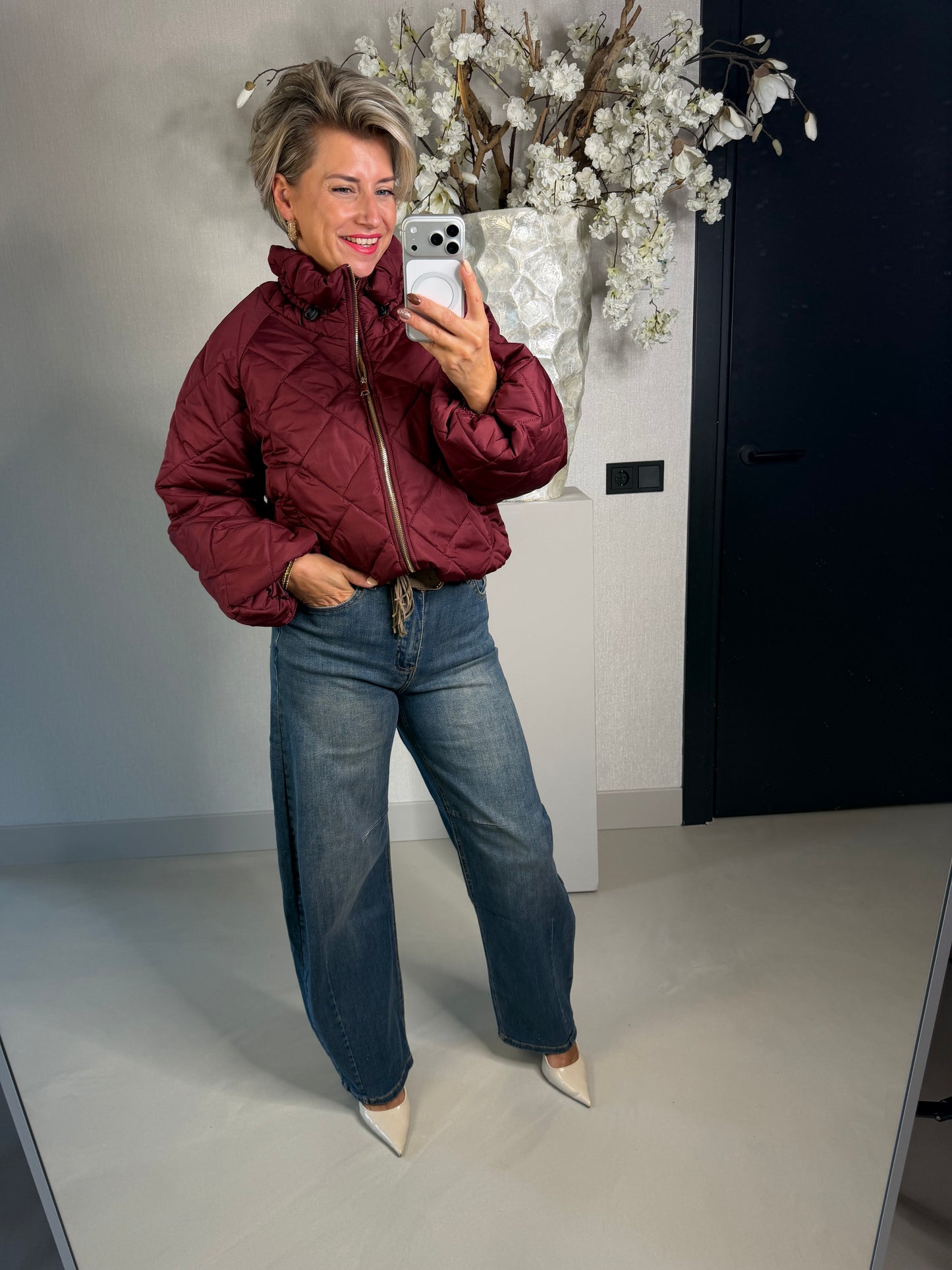 Puffer jas bordeaux