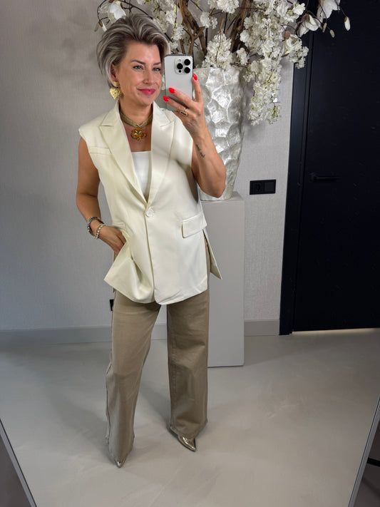Blazer mouwloos offwhite