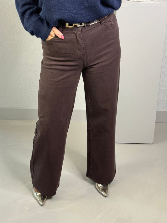 Wide leg jeans bruin