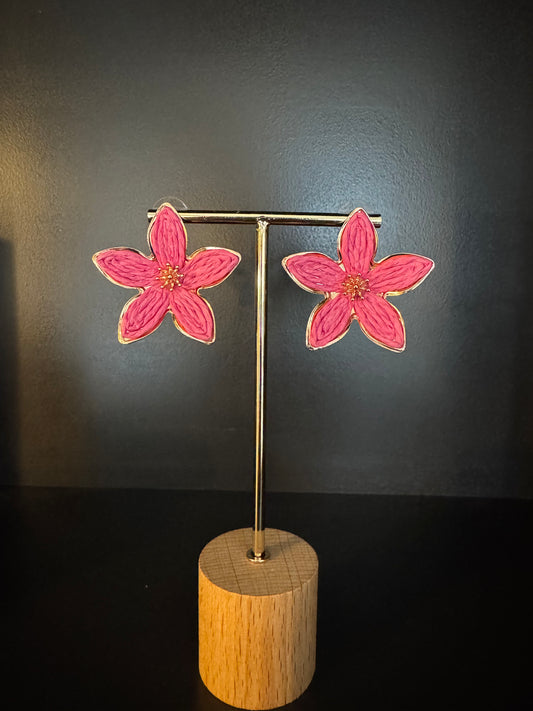 Oorbellen flower fuchsia