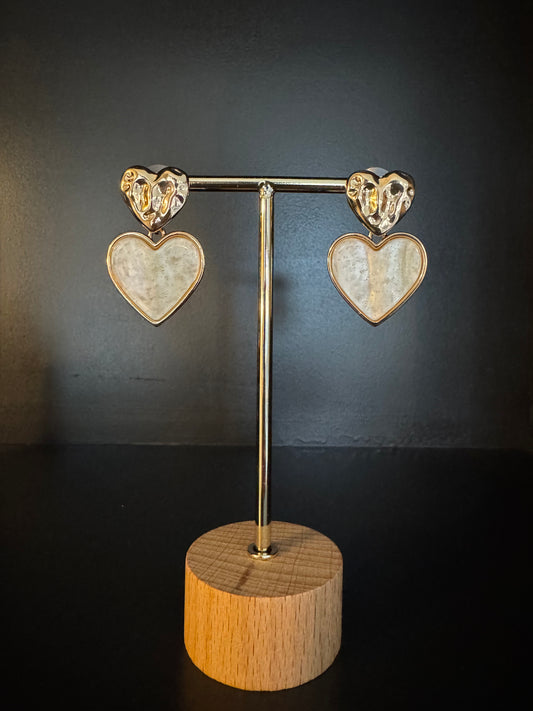 Oorbellen hartje marmer