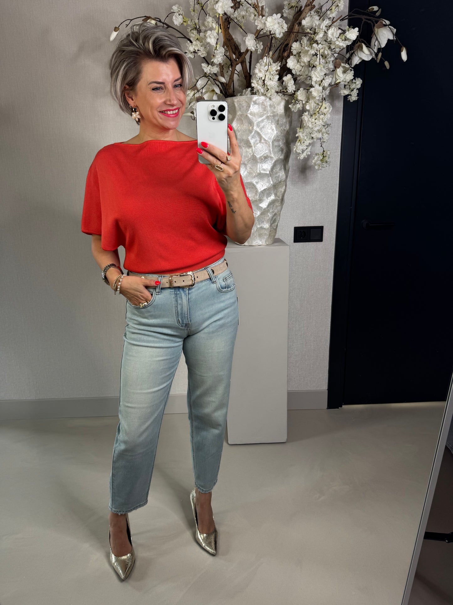 Top vlindermouw oranje