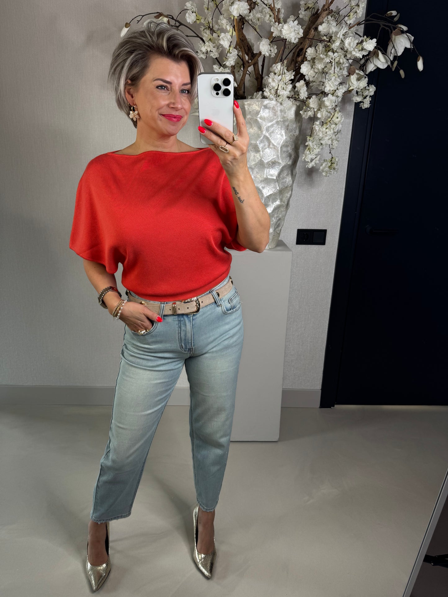 Top vlindermouw oranje