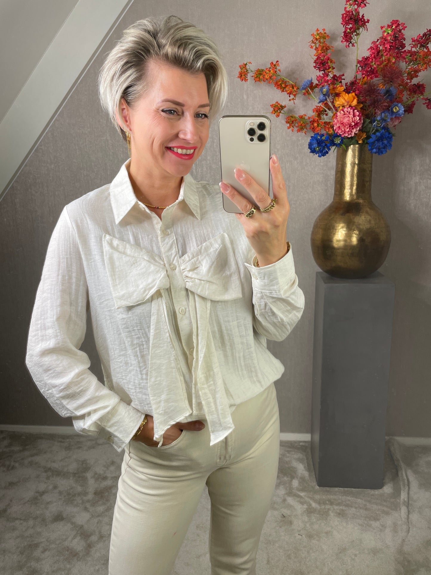 Blouse strik linnenlook