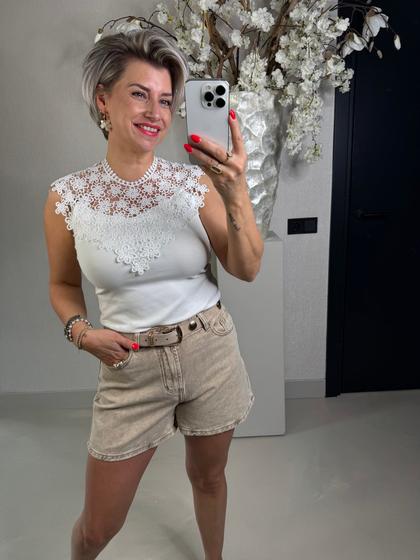 Jeans short beige