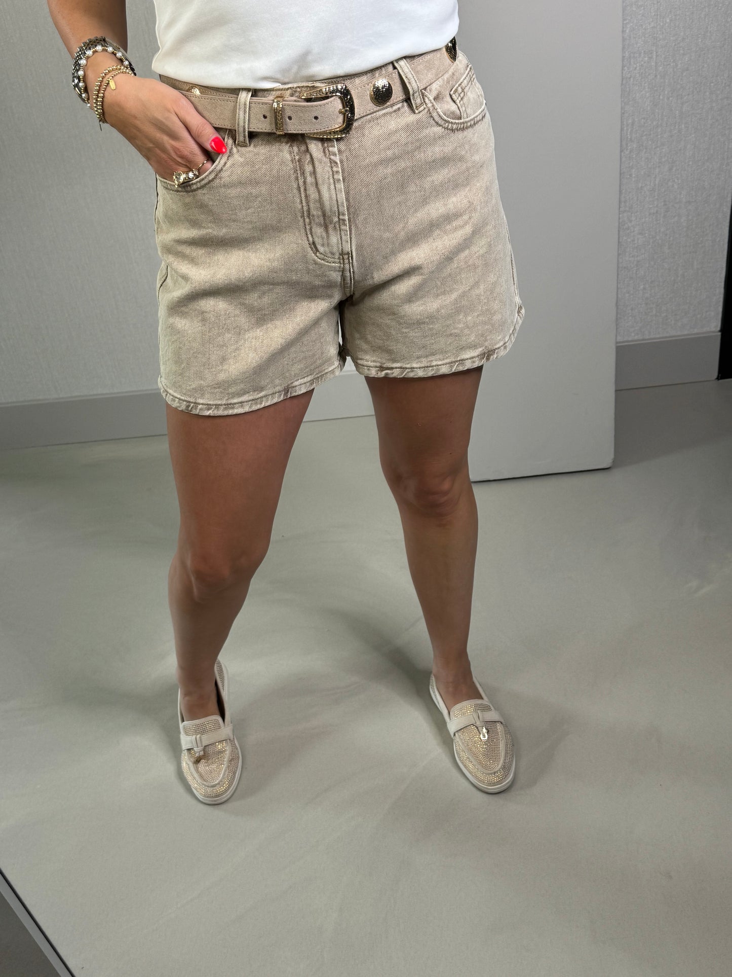 Jeans short beige