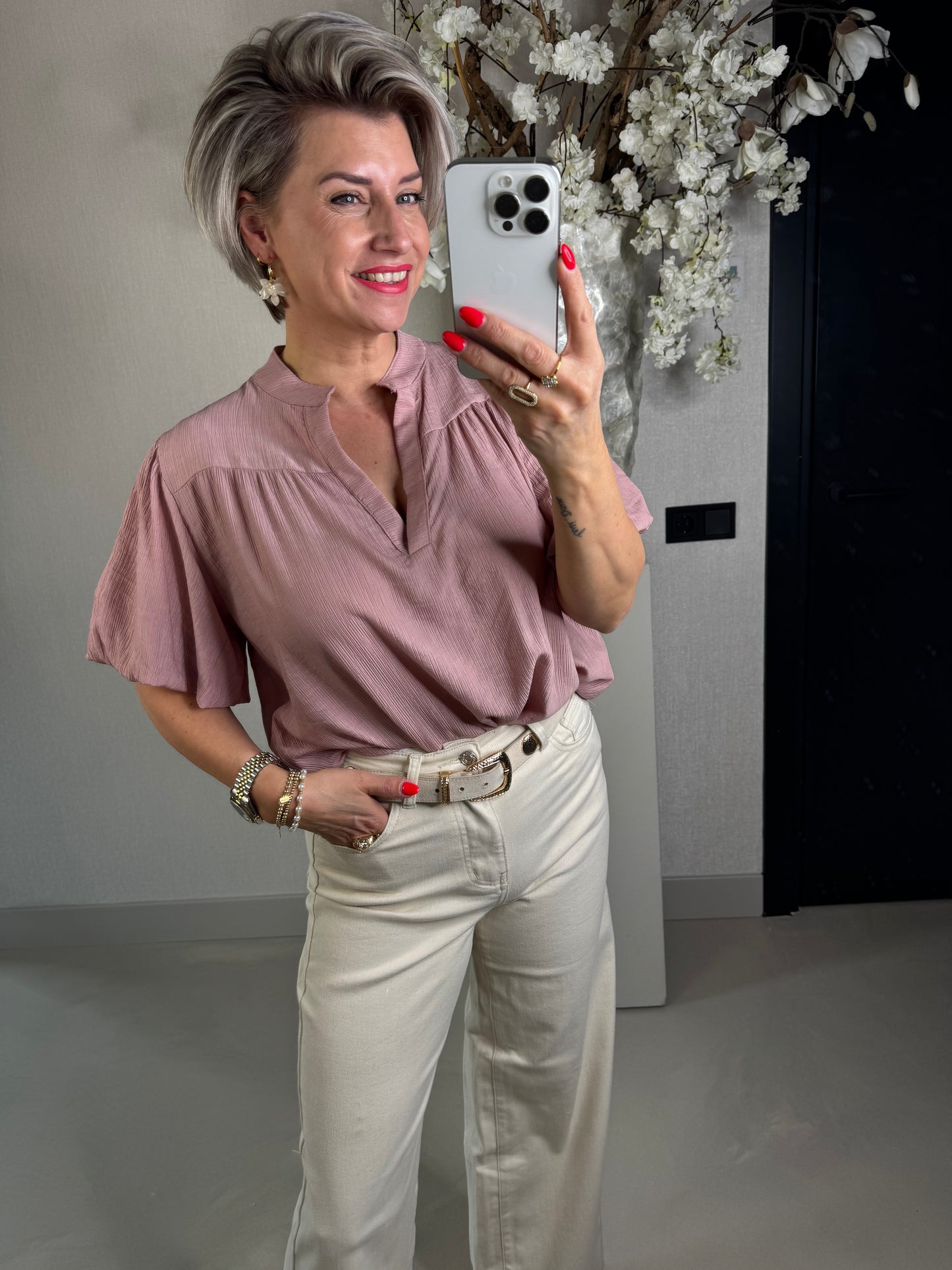 Blouse oud roze