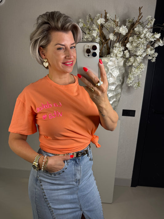 T'shirt Dolca Vita oranje