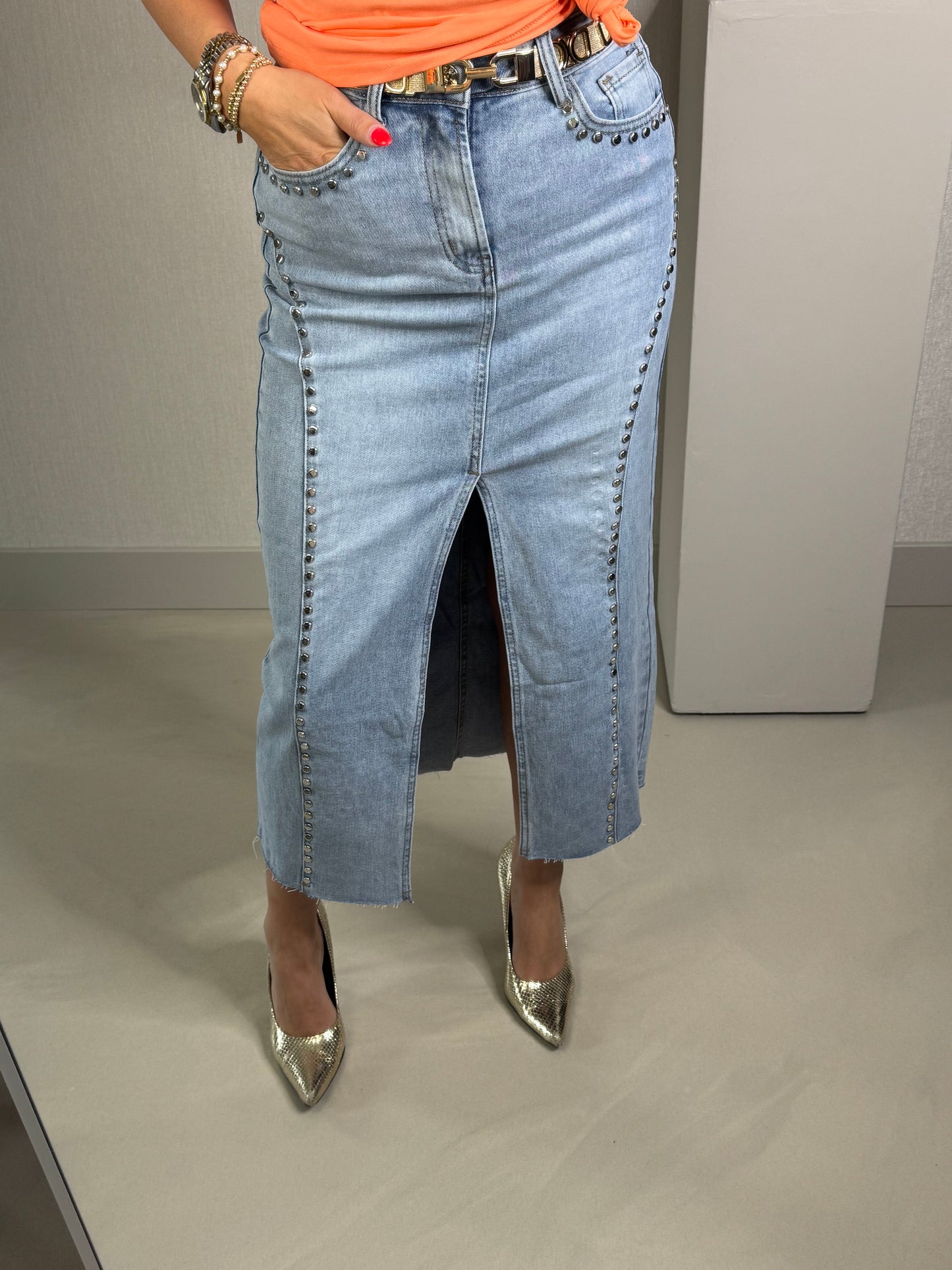 Jeans rok studs