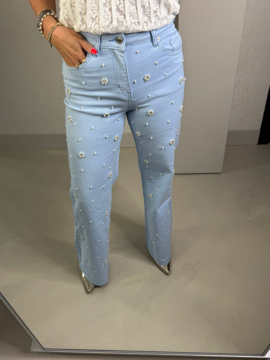 Jeans parels blauw