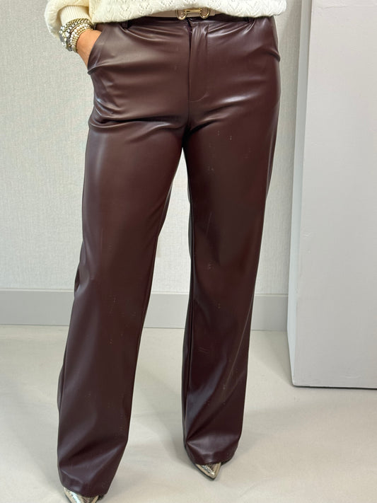Wide leg leather bruin