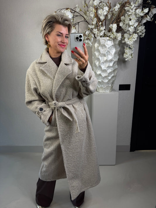 Wollen mantel beige