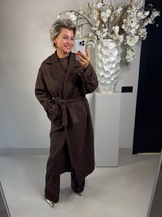 Wollen mantel bruin