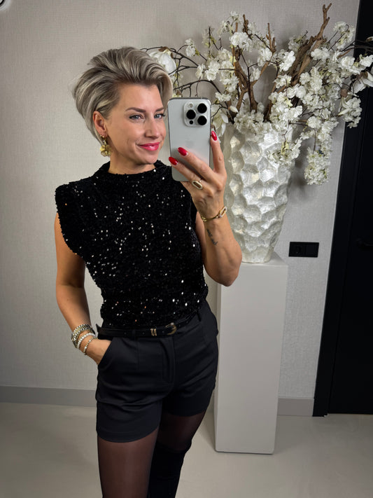 Top Paillet zwart