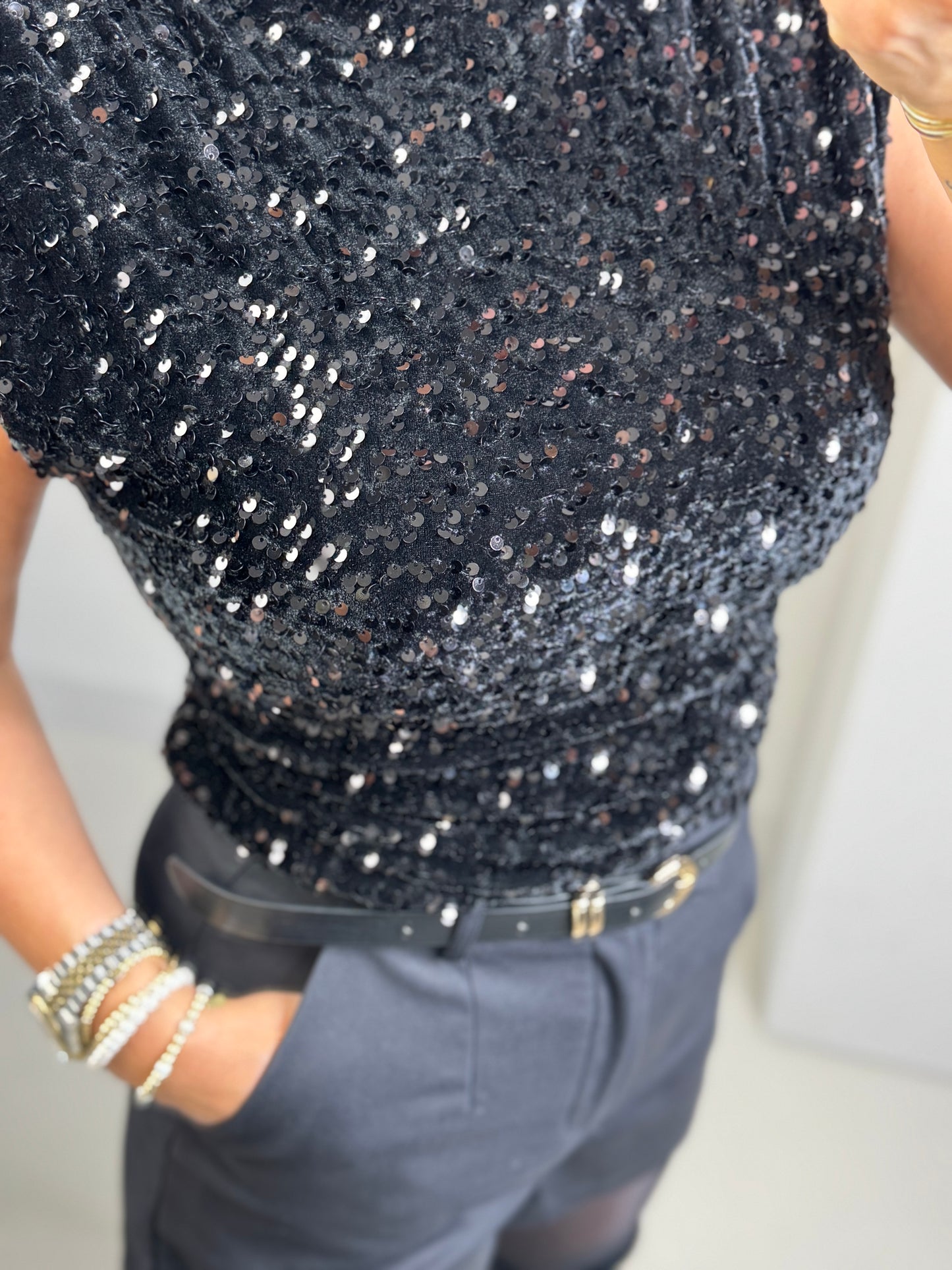 Top Paillet zwart