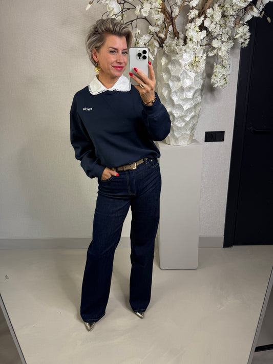 Sweater blauw kraagje