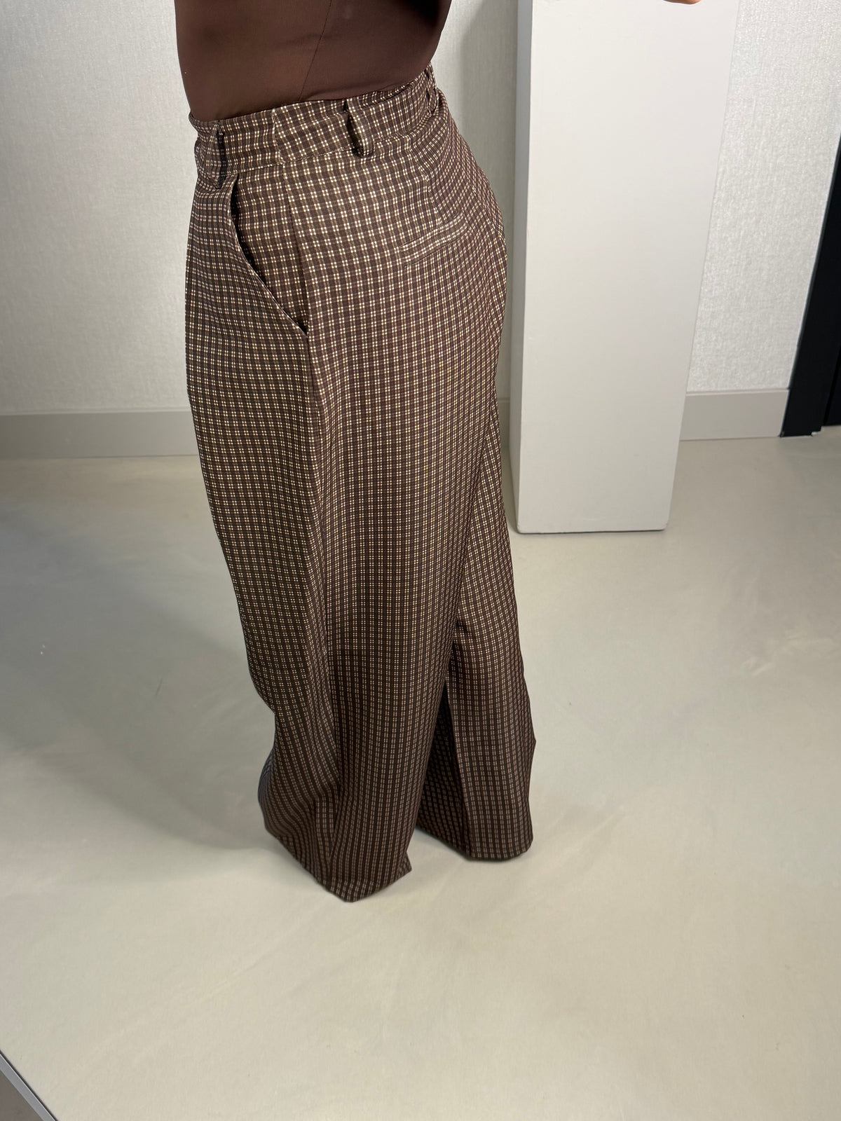 Pantalon bruin geruit