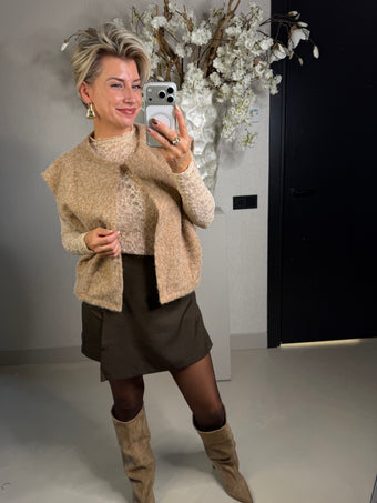 Gilet boucle beige