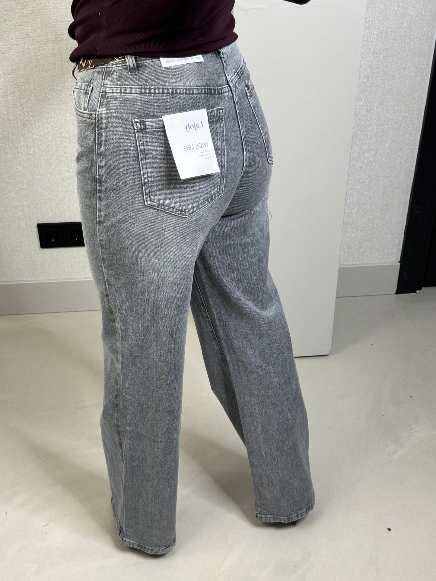 Jeans wide leg grijs