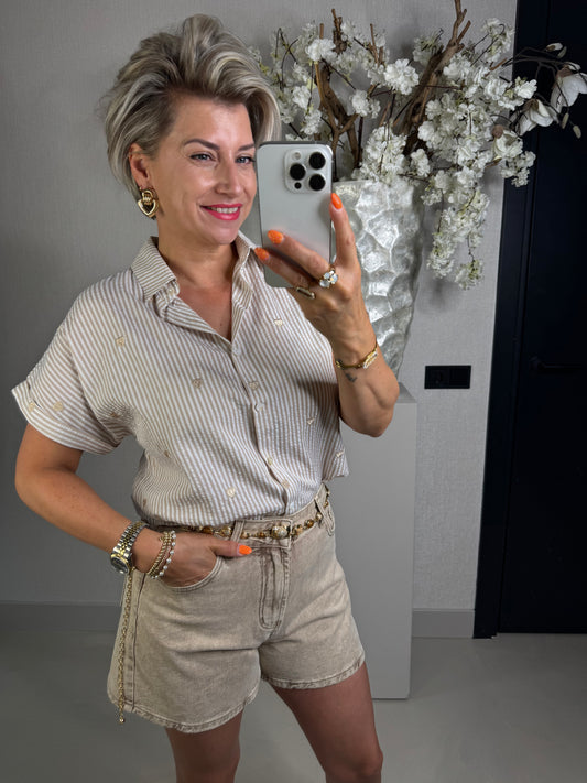 Blouse streep hartjes