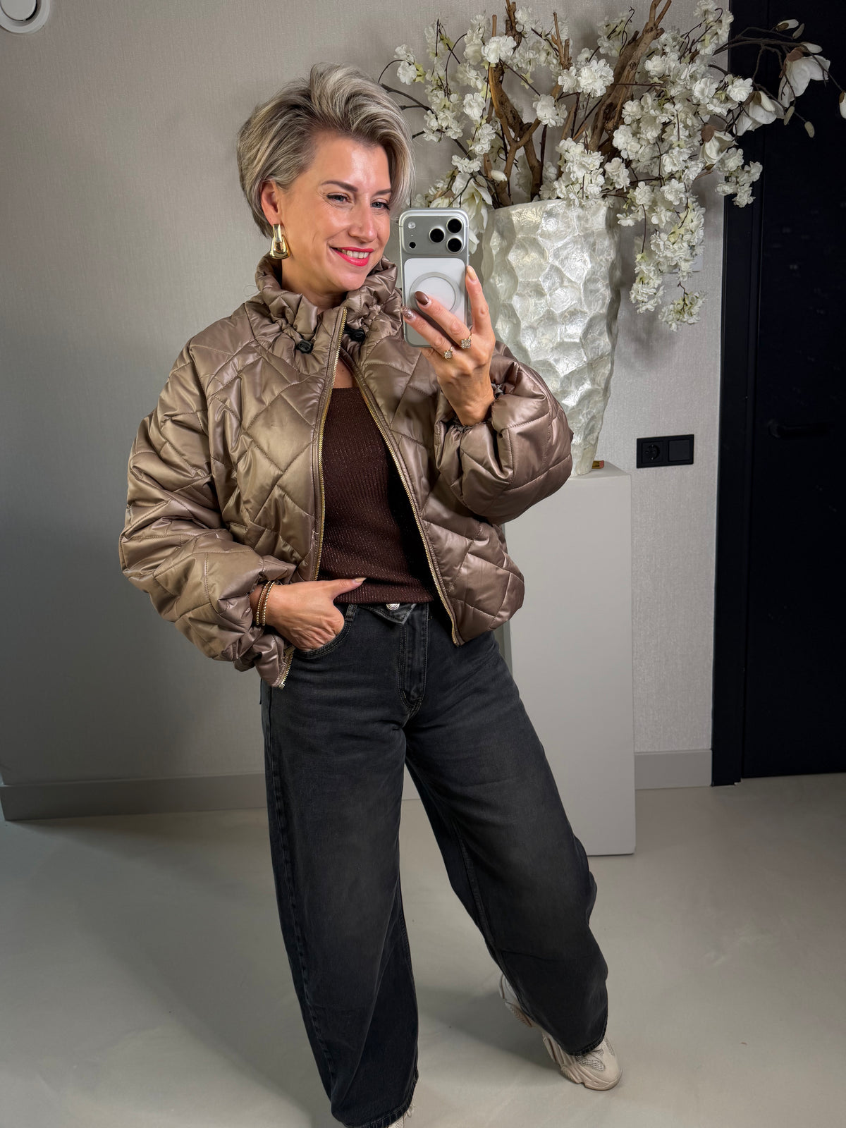 Puffer jack taupe
