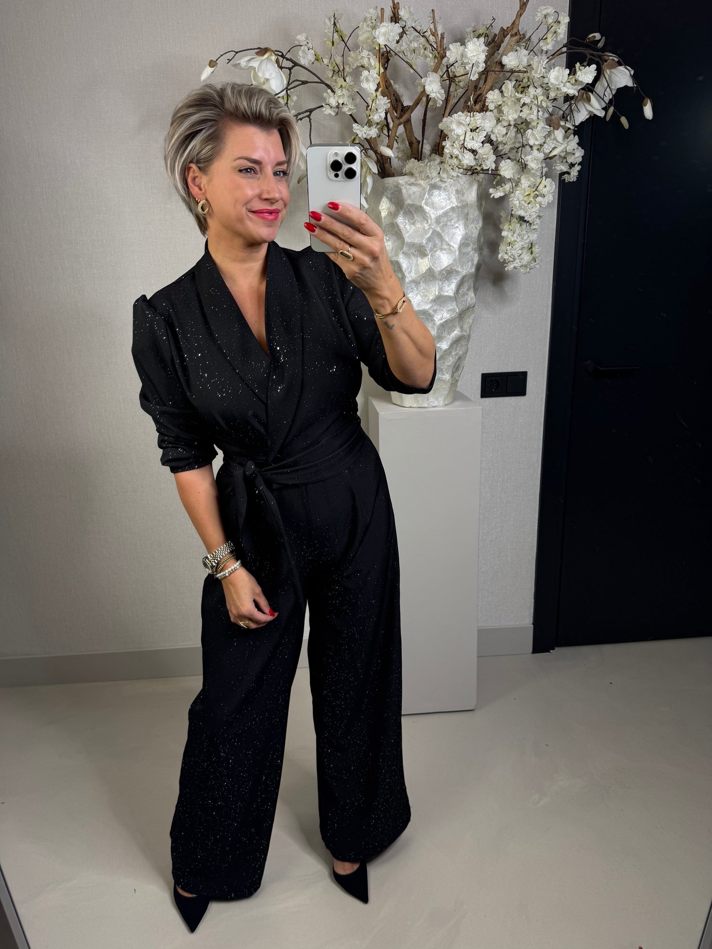 Jumpsuit sparkle zwart
