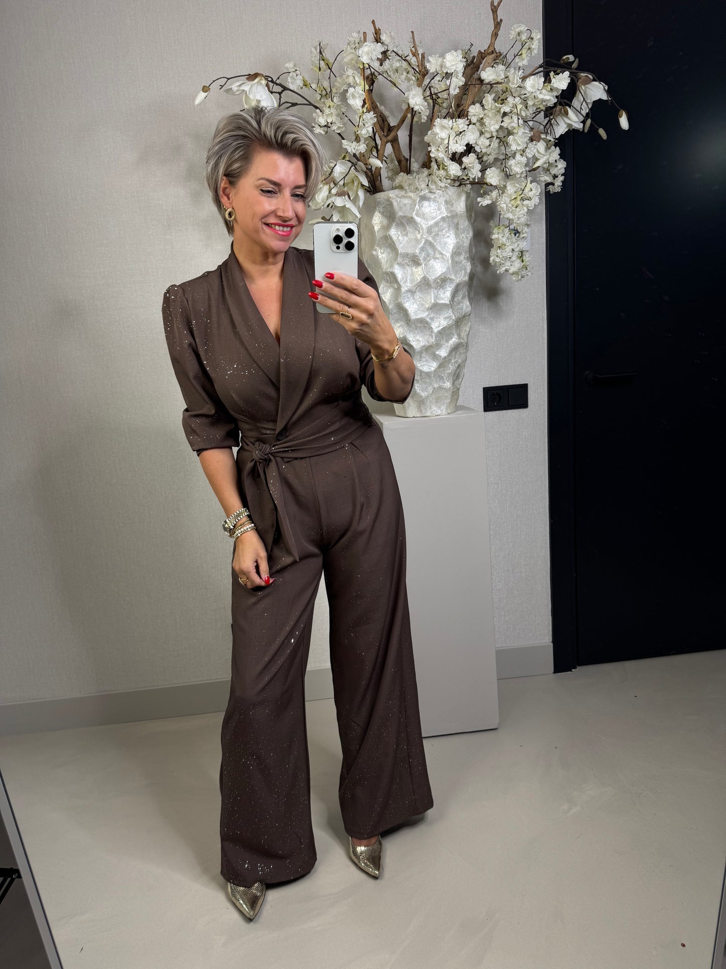 Jumpsuit sparkle bruin