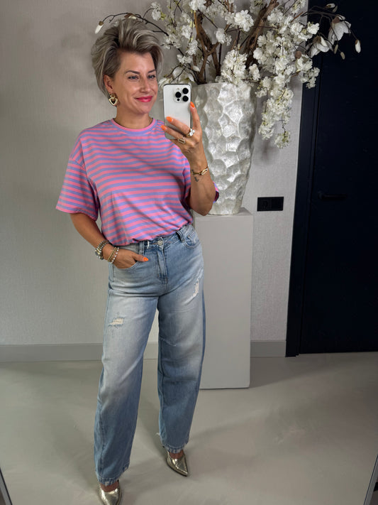 T'shirt streep lila/roze